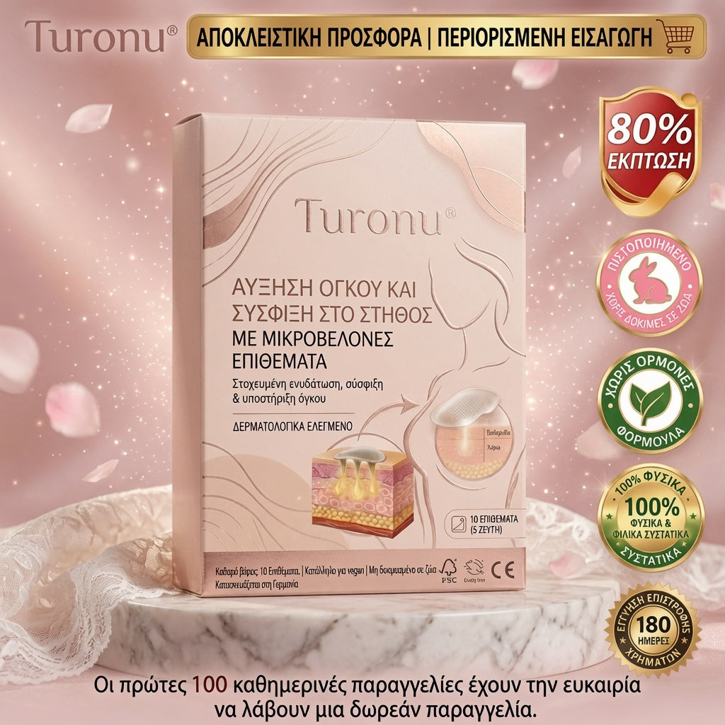 ✨Turonu® 🥰💟 Προηγμένο Επίθεμα με Νανο-Μικροβελόνες για Στοχευμένη Αυξητική Στήθους🧪🇬🇷